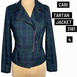 Cabi size 4 green and blue tartan plaid jacket style 3181